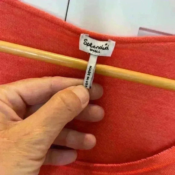 Splendid Crop 3/4 Sleeve Sz: Small Orange Lightweight jersey - Picture 4 of 10